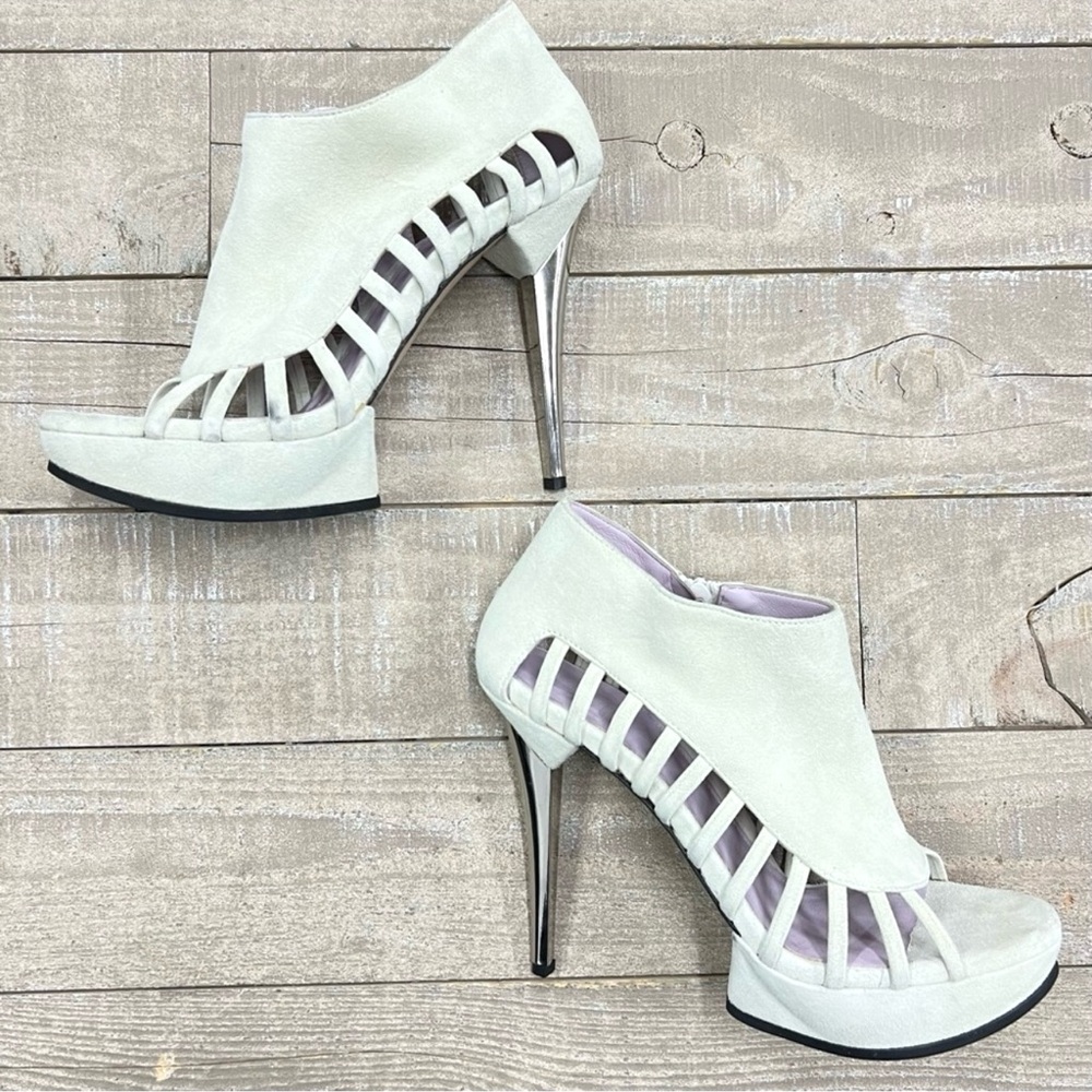 Herve Leger White Heeled Boots
